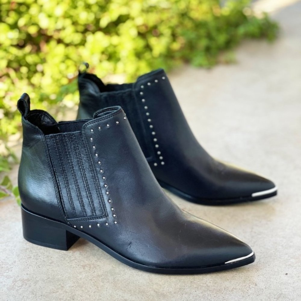 Marc Fisher Black Studded Leather Booties Boots